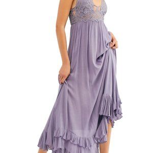 Free People Adella Maxi Slip Dress Slate NWT